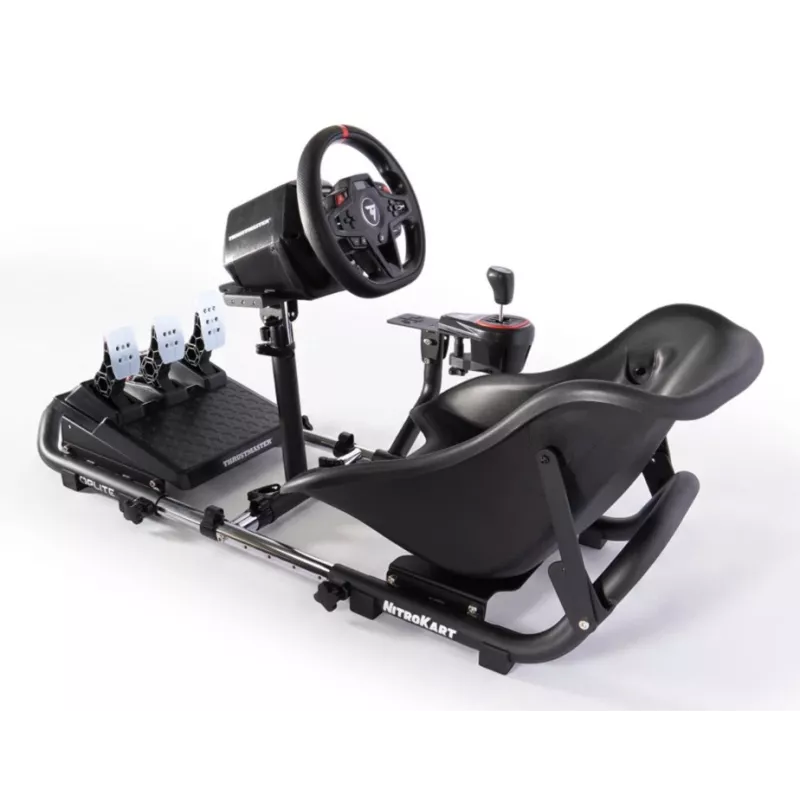 Oplite 104317 NitroKart V2 Racing Cockpit – Juodas plieninis sim racing rėmas su atlenkiama kėde