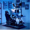 OPLite R8/S8 Cockpit klaviatūros ir pelės padėklas – juodas plienas, reguliuojamas, šoninis