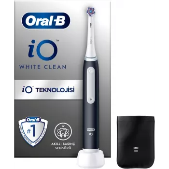 Oral-B iO White Clean elektrinis dantų šepetėlis, juodas/baltas su kelioniniu dėklu