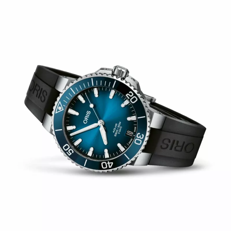 ORIS Vyriškas Nardymo Laikrodis 41350742274FC 41,50mm Automatinis Mėlynas Ciferblatas Mėlyna Gumos Juosta