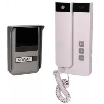 ORNO OR-DOM-SL-923 2-Wire Wired Intercom Set for 1-Family House, Surface Mounted, Silver/Grey External Panel, White Uniphone