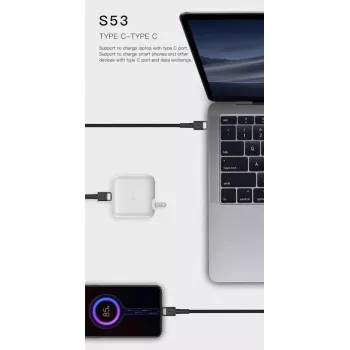 ORSEN S53 USB-C į USB-C laidas 3A 1m mėlynas