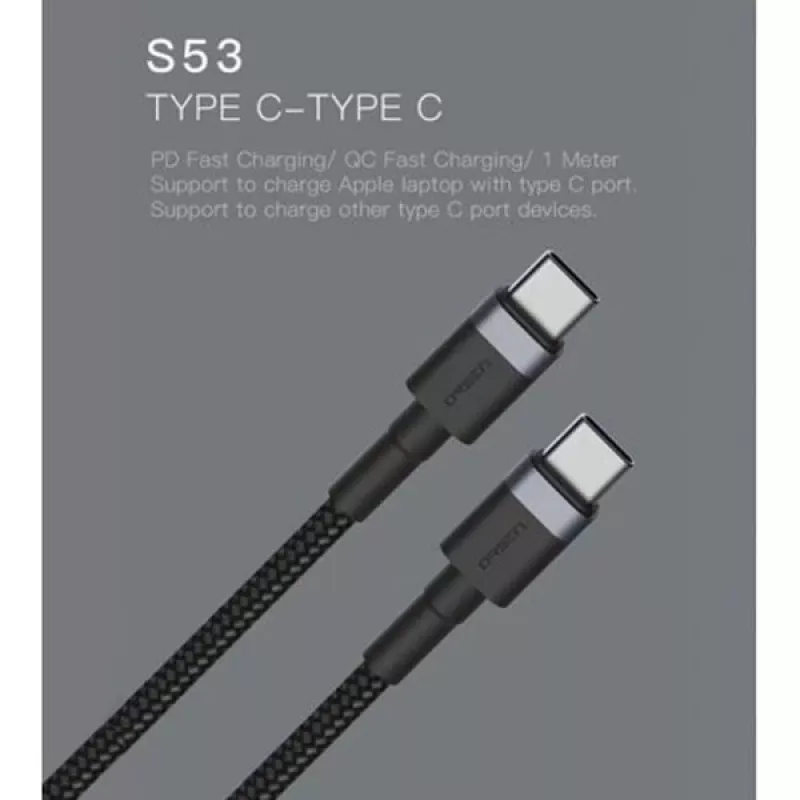 ORSEN S53 USB-C į USB-C laidas 3A 1m mėlynas