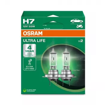 Osram H7 Ultra Life 2 vnt. Halogeniniai priekinių žibintų lemputės 12V 55W