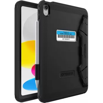 OtterBox Defender Series Kickstand Case, skirta iPad 10th Gen – itin tvirtas apsauginis dėklas su integruotu ekrano apsauginiu stiklu, atitinka karinius standartus, juoda (77-93756)