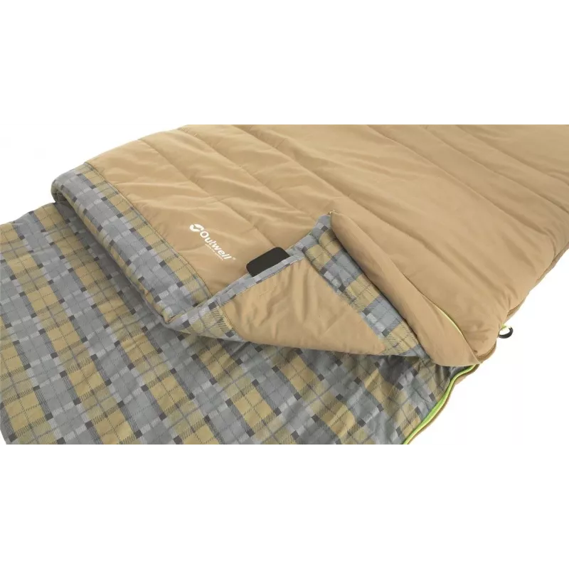 Outwell Commodore miegmaišis 225 x 85 cm 9/5/-8 °C su laisva pagalve, 2 krypčių automatinio užrakto L formos užtrauktuku