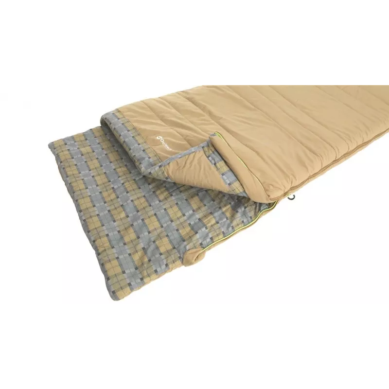 Outwell Commodore miegmaišis 225 x 85 cm 9/5/-8 °C su laisva pagalve, 2 krypčių automatinio užrakto L formos užtrauktuku