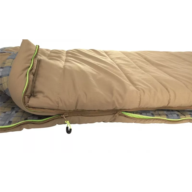 Outwell Commodore miegmaišis 225 x 85 cm 9/5/-8 °C su laisva pagalve, 2 krypčių automatinio užrakto L formos užtrauktuku