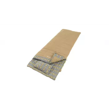 Outwell Commodore miegmaišis 225 x 85 cm 9/5/-8 °C su laisva pagalve, 2 krypčių automatinio užrakto L formos užtrauktuku