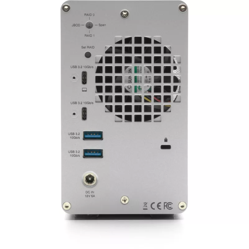 OWC Mercury Elite Pro Dual 2-Bay RAID korpusas su 3 prievadų USB šakotuvu, USB 3.2 Gen 2 Type-C (sidabrinis)