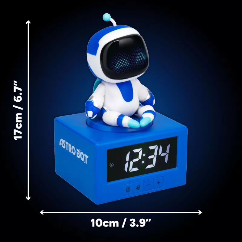 Paladone AstroBot Icon žadintuvas – pilkas/baltas, robotas su LCD ekranu ir snaudimo funkcija