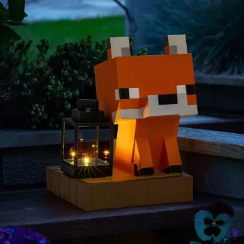 Paladone Minecraft Fox Solar Light – Saulės energija varomas dekoratyvinis LED šviestuvas su prieblandos davikliu