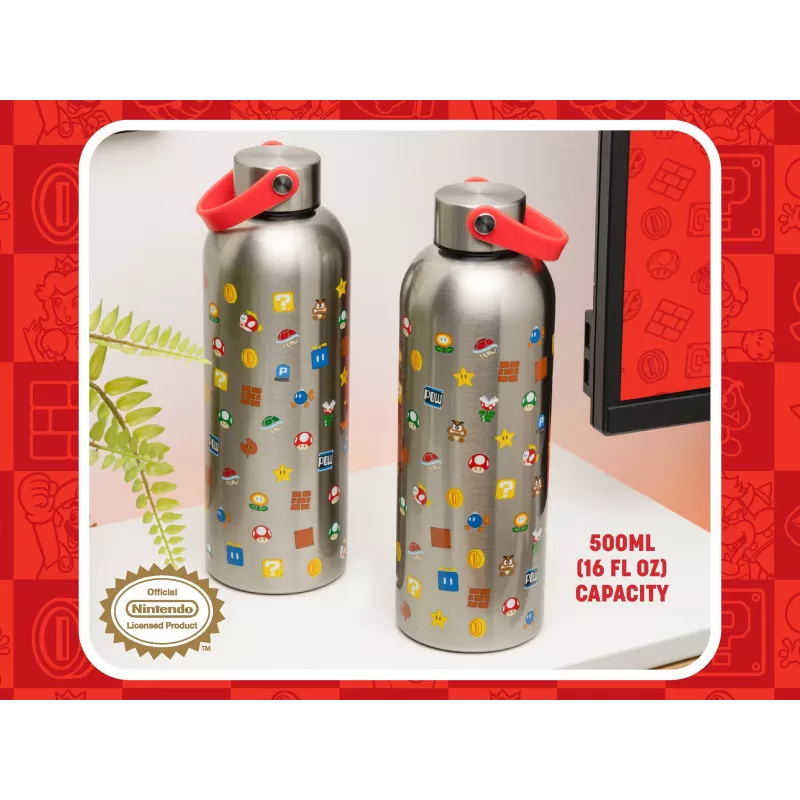 Paladone Super Mario Metal Water Bottle su nešimo kilpa