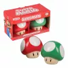 Paladone Super Mario Mushroom druskos ir pipirų indelių rinkinys (raudonas Super grybas ir žalias 1-Up grybas)