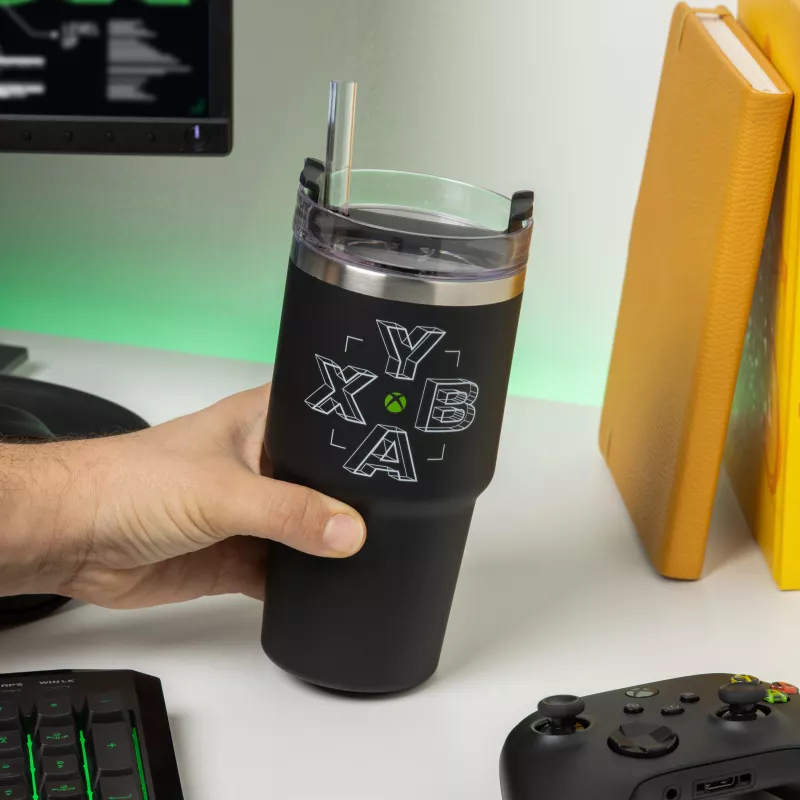 Paladone Xbox Gamer Cup - keraminis puodelis su valdiklio formos rankena, 300 ml, juodas/žalias
