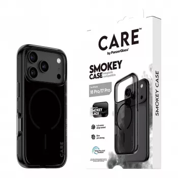 PanzerGlass CARE Smokey dėklas su juodu MagSafe skirtas iPhone 17 Pro
