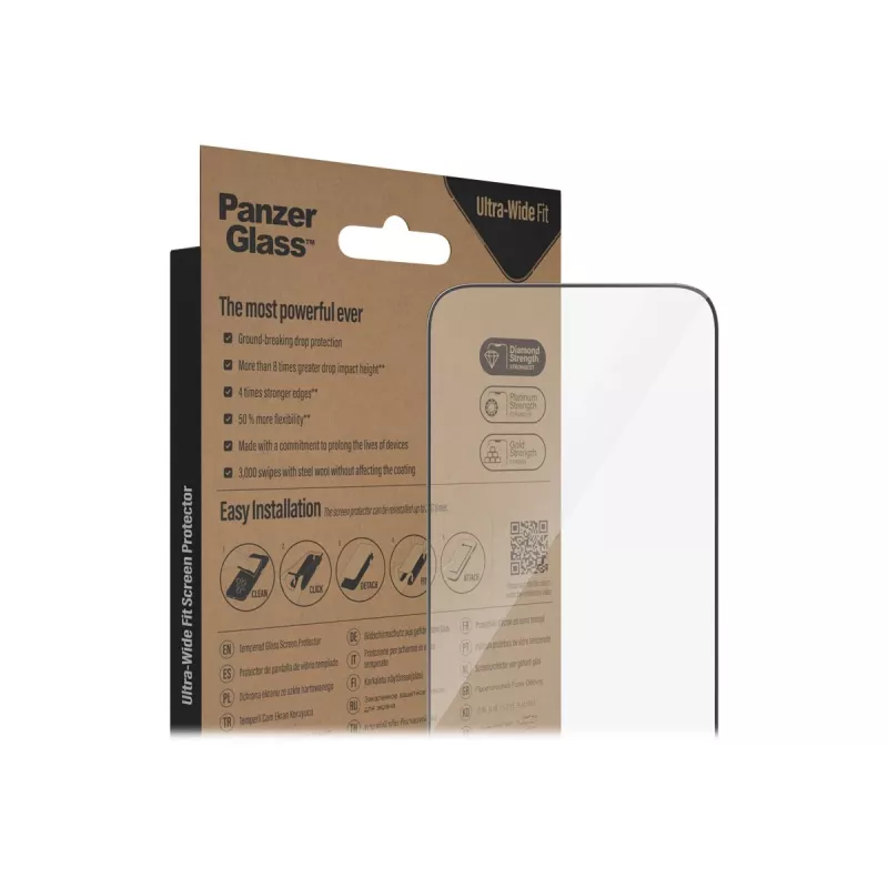 PanzerGlass Ultra-Wide Fit apsauginis stiklas, skirtas Apple iPhone 14 Pro Max (6.7 colio) – grūdintas stiklas, antibakterinis, 9H, su Easy Aligner