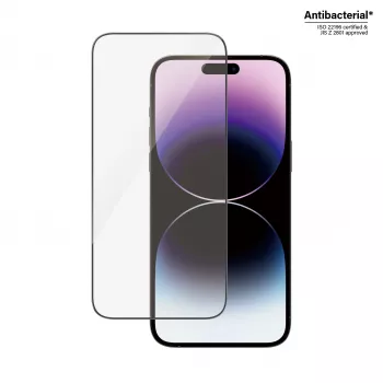 PanzerGlass Ultra-Wide Fit apsauginis stiklas, skirtas Apple iPhone 14 Pro Max (6.7 colio) – grūdintas stiklas, antibakterinis, 9H, su Easy Aligner