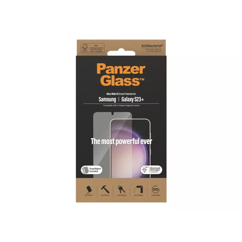 PanzerGlass Ultra-Wide Fit apsauginis stiklas Samsung Galaxy S23+ su aplikatoriumi