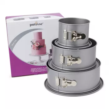 Patisse PAT-03525 Springform kepimo formų rinkinys, 3 vnt. (18/22/26 cm), nelipni anglinio plieno forma, juoda