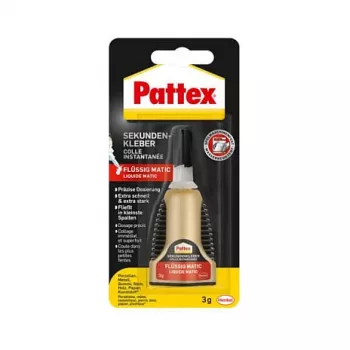 Pattex Matic Liquid Super Glue, dozavimo buteliukas, 3g, permatomas, tirpikliniai kontaktiniai klijai pst2c