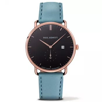 PAUL HEWITT Grand Atlantic vyrų laikrodis PHTGARB23M 42mm juodas ciferblatas juodas odinis dirželis