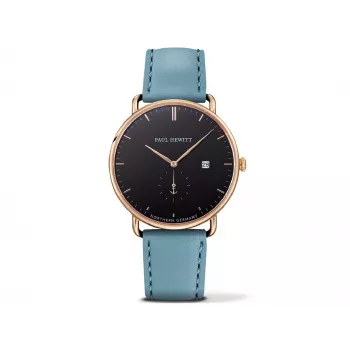 PAUL HEWITT Vyriškas laikrodis Sailor Line PHTGAGB23S 42mm Kvarcinis IP Auksuotas Nerūdijančio Plieno Korpusas Baltas Ciferblatas Juodas Odinis Dirželis