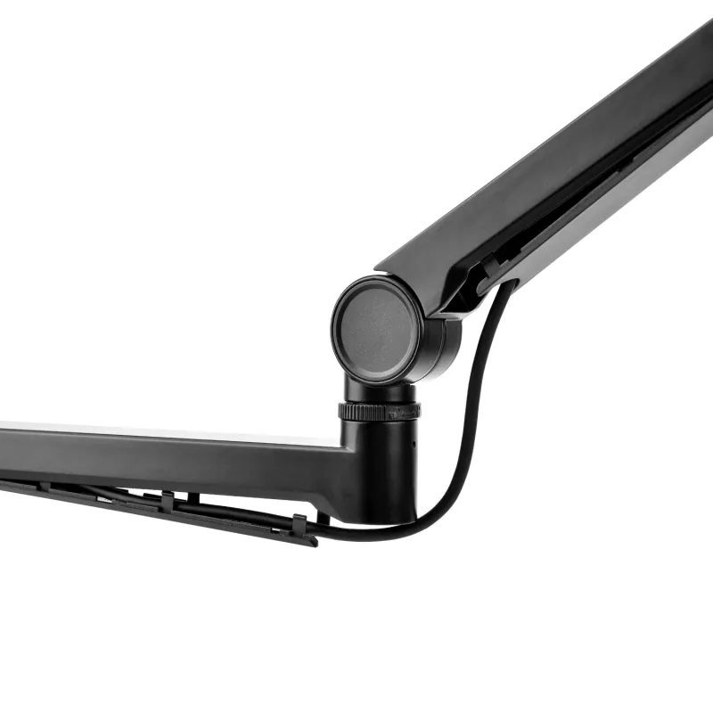 PCBuilder CAST STEADY mikrofonų stovas - stalinis spaustukas, žirklinis stovas, plienas, 1,5 kg apkrova, 750 mm siekimas, 360° sukimasis, paslėptas kabelių valdymas, juoda