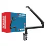 PCBuilder CAST STEADY mikrofonų stovas - stalinis spaustukas, žirklinis stovas, plienas, 1,5 kg apkrova, 750 mm siekimas, 360° sukimasis, paslėptas kabelių valdymas, juoda