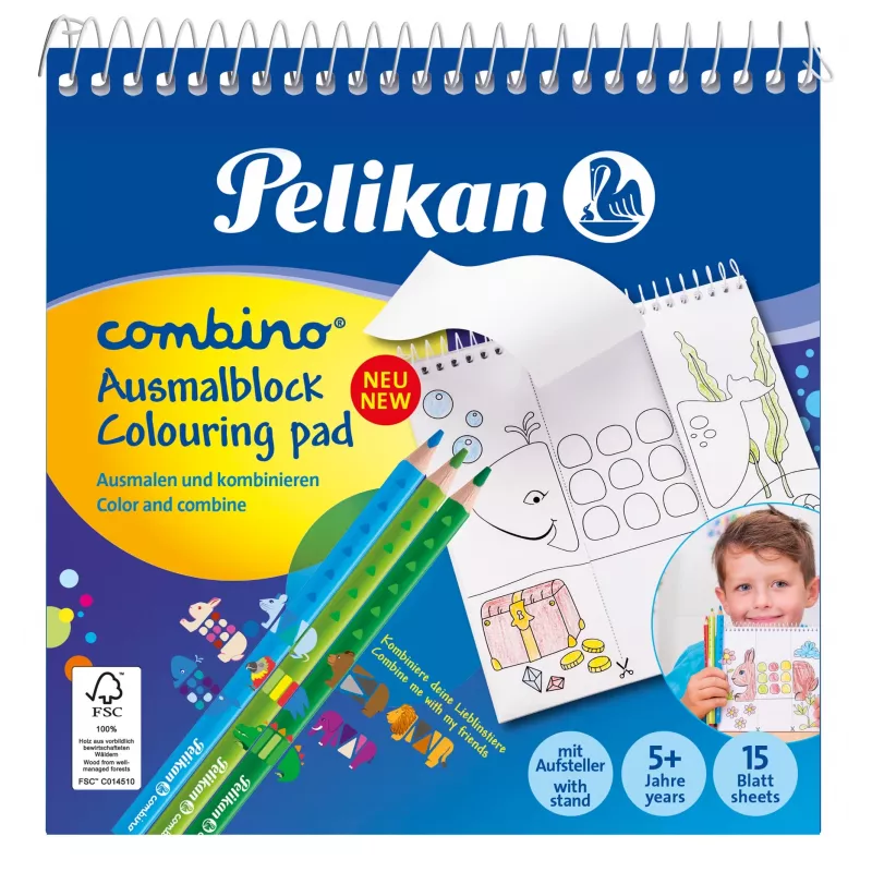 Pelikan 811231 Spalvinimo rinkinys, 15 puslapių, berniukams/mergaitėms, įskaitant spalvotus pieštukus