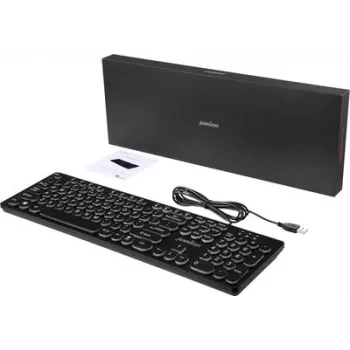 Perixx PERIBOARD-317 R DE B laidinė USB klaviatūra, vokiška QWERTZ išdėstymas, balta LED apšvietimas, juoda 12011