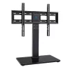 PERLESMITH PSTVS13 Laisvai pastatomas TV stovas su laikikliu 37-75 colių televizoriams, juodas, 45 kg talpa, VESA 100x100 iki 600x400, aukščio reguliavimas, pasukimas ±35°, grūdinto stiklo pagrindas