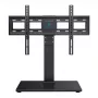 PERLESMITH PSTVS13 Laisvai pastatomas TV stovas su laikikliu 37-75 colių televizoriams, juodas, 45 kg talpa, VESA 100x100 iki 600x400, aukščio reguliavimas, pasukimas ±35°, grūdinto stiklo pagrindas