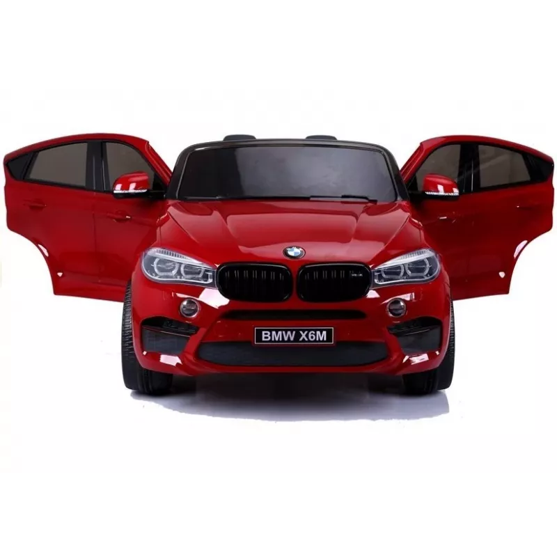 PETMEX baterijomis varomas automobilis New BMW X6M SUV LED šviesos MP3 raudonas lakuotas
