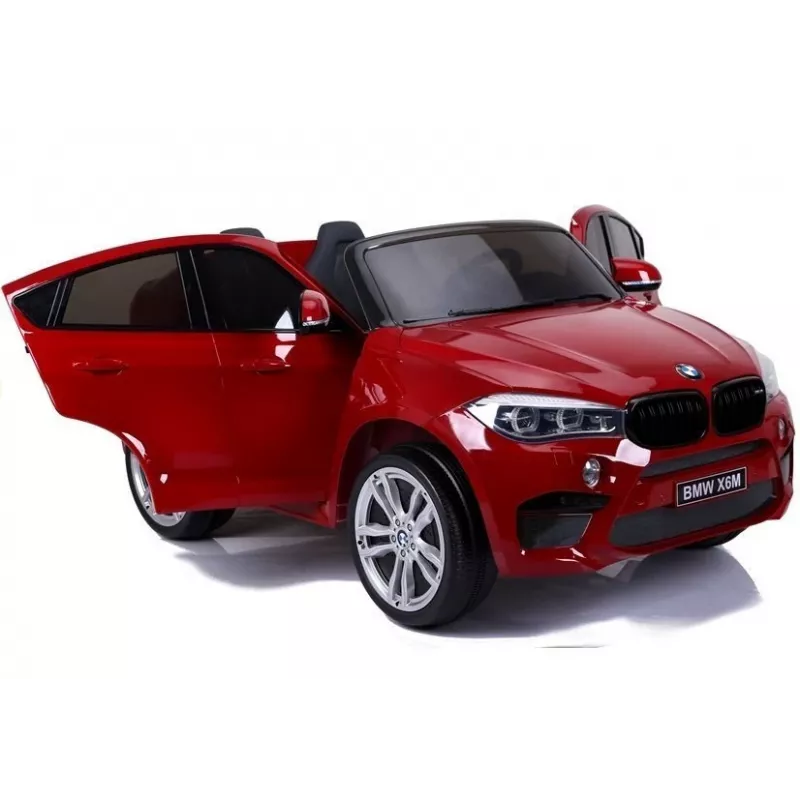 PETMEX baterijomis varomas automobilis New BMW X6M SUV LED šviesos MP3 raudonas lakuotas