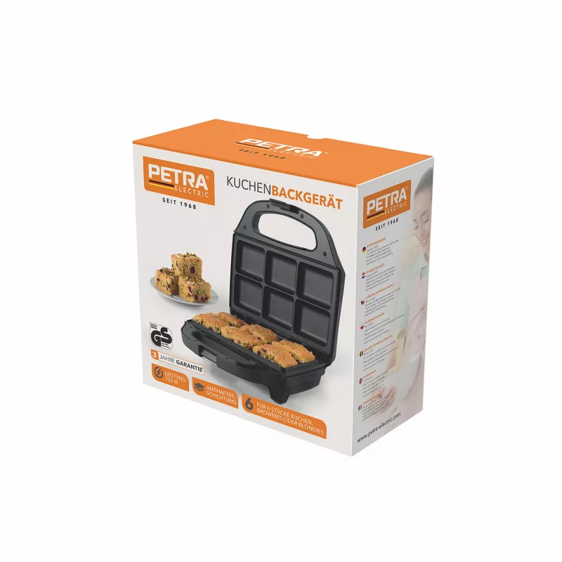 Petra PT5921DEKF kepimo aparatas – 7 mini pyragėliams/keksiukams/spurgoms, 700 W, nelipni danga, juodas