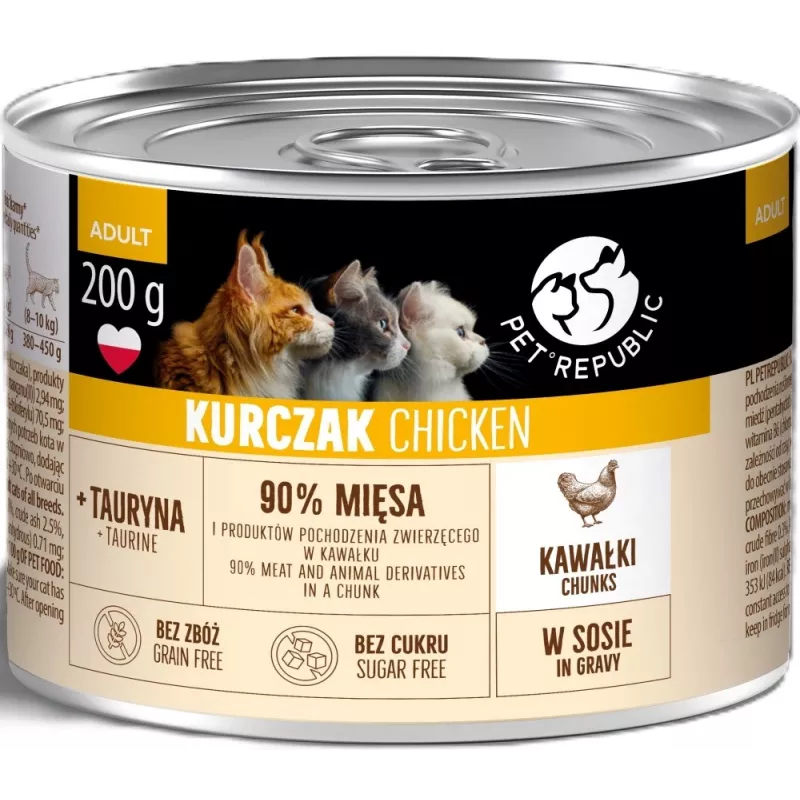 PETREPUBLIC Adult Chicken Chunks in Sauce šlapias kačių maistas – 10 x 200g