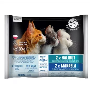 PETREPUBLIC Adult Otas ir skumbrė šlapias kačių maistas – 4x100g pakeliai