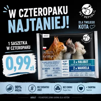 PETREPUBLIC Adult Otas ir skumbrė šlapias kačių maistas – 4x100g pakeliai