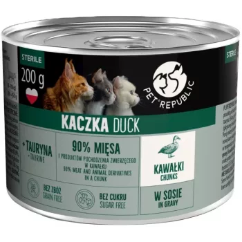 PETREPUBLIC Adult Sterile Chunks with Duck in Sauce – šlapias kačių maistas – 10x200g
