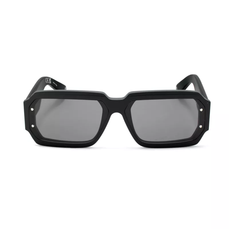 PHILIPP PLEIN MAN SPP150-670703 Akiniai stačiakampiu juodu rėmeliu, pilkais lęšiais, 67/11/145 mm