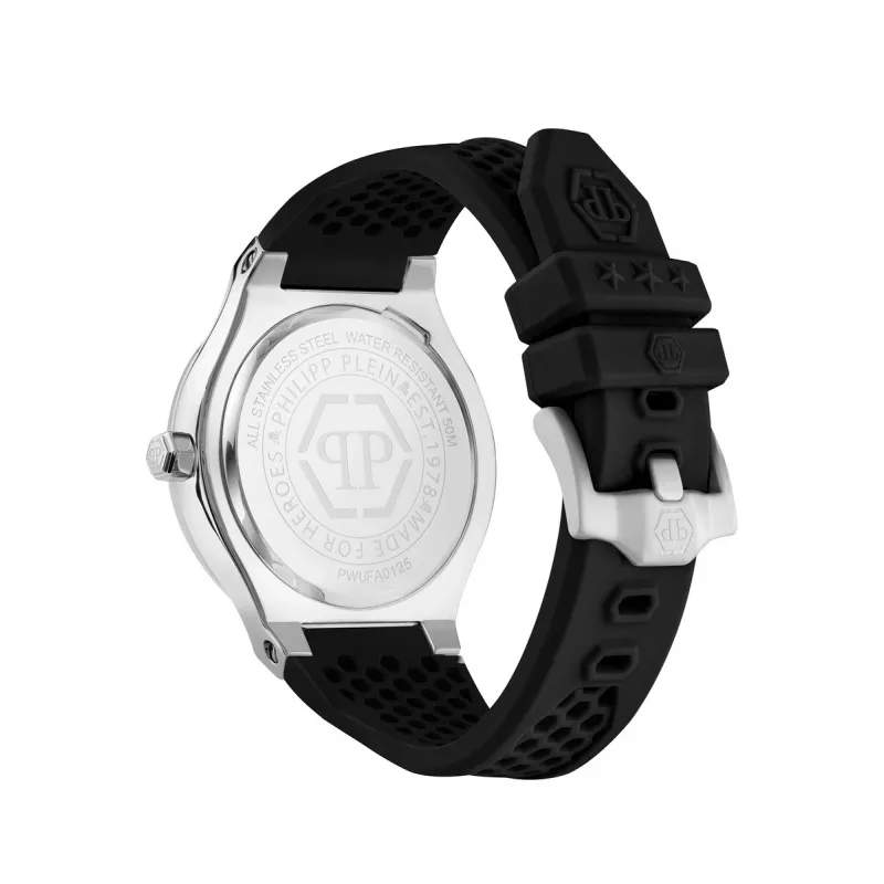 Philipp Plein vyriškas automatinis skeletinis laikrodis PWUFA0125 44mm juodas silikonas
