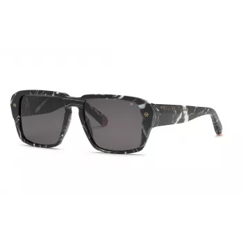 Philipp Plein vyriški akiniai nuo saulės SPP081-550Z21 juodi/pilki 55/17/145 mm