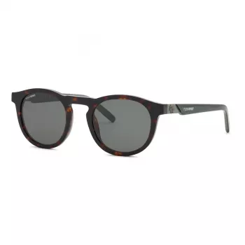 Philipp Plein Sport vyriški akiniai nuo saulės SSP035-520722 juodi stačiakampis acetato rėmelis pilki lęšiai 52mm