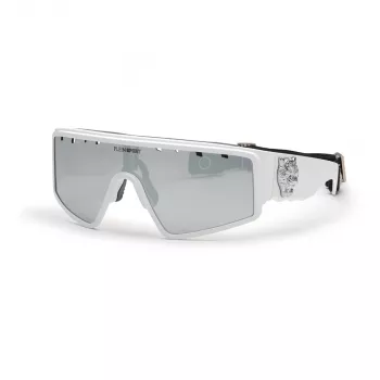 Philipp Plein Sport SSP007V995WWX vyriški akiniai nuo saulės – juodas rėmas, dūminiai pilki lęšiai