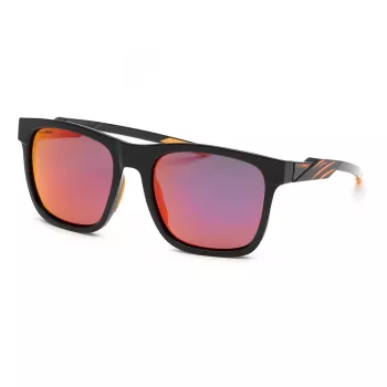 Philipp Plein Sport SSP010-56Z42P Vyriški stačiakampiai akiniai nuo saulės - Juodas rėmelis, pilki poliarizuoti lęšiai 56/19/135 mm