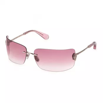 Philipp Plein SPP027V950A39 Moteriški kvadratiniai akiniai nuo saulės - Juodas acetatinis rėmelis, pilki lęšiai, 95 mm