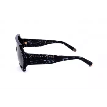 Philipp Plein SPP047-0Z21 Vyriški Akiniai Nuo Saulės Juodas Rėmas Pilki Lęšiai 99mm