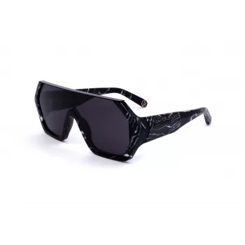 Philipp Plein SPP047-0Z21 Vyriški Akiniai Nuo Saulės Juodas Rėmas Pilki Lęšiai 99mm