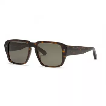 PHILIPP PLEIN SPP081-550722 Vyriški Akiniai Nuo Saulės Juodas Acetatas Pilki Lęšiai 55/17/145 mm